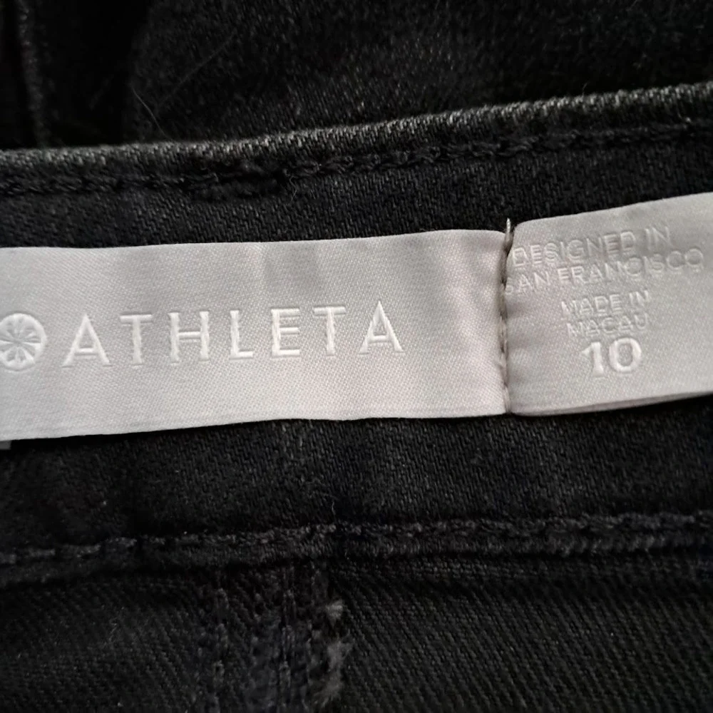 ATHLETA 10 Black Sculptek Metallic Stripe Jeans‎ Ultra High Rise Skinny Stretch